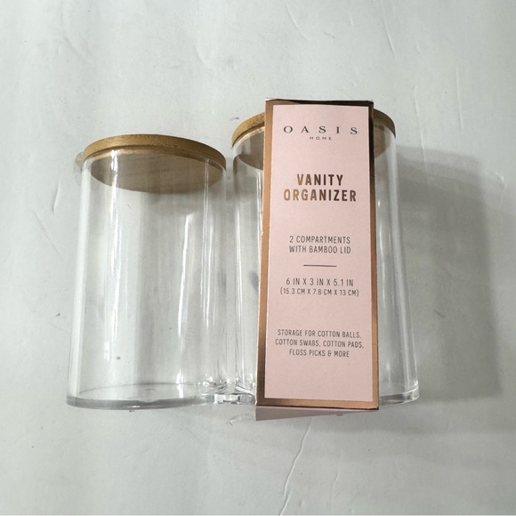 OASIS HOME Acrylic Vanity Organizer 2 Compartments  w/ Bamboo Lids - Picture 4 of 13